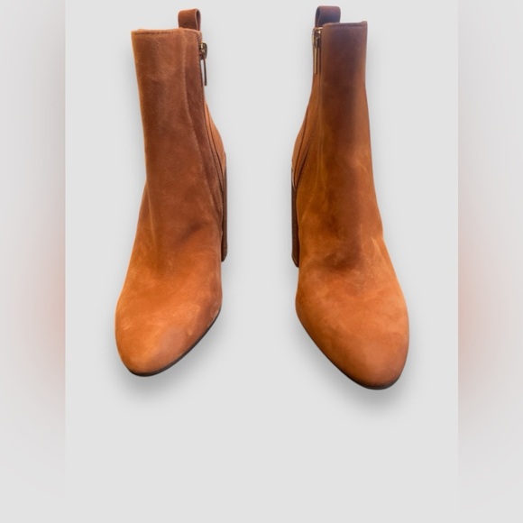 Vince Camuto Enverna Ankle Boots Women’s Size 7 Warm Caramel Leather Block Heel - Picture 2 of 8